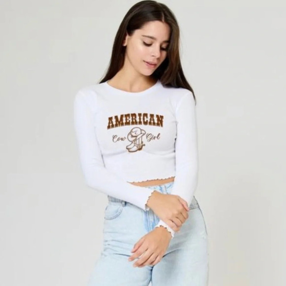 Baby Tee Crop Top Long Sleeve - Picture 2 of 4